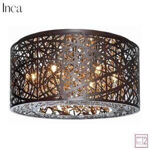 ET2 Lighting Inca E21300-10BZ 7-Light Flush Mount Bronze Cognac Crystal 16"